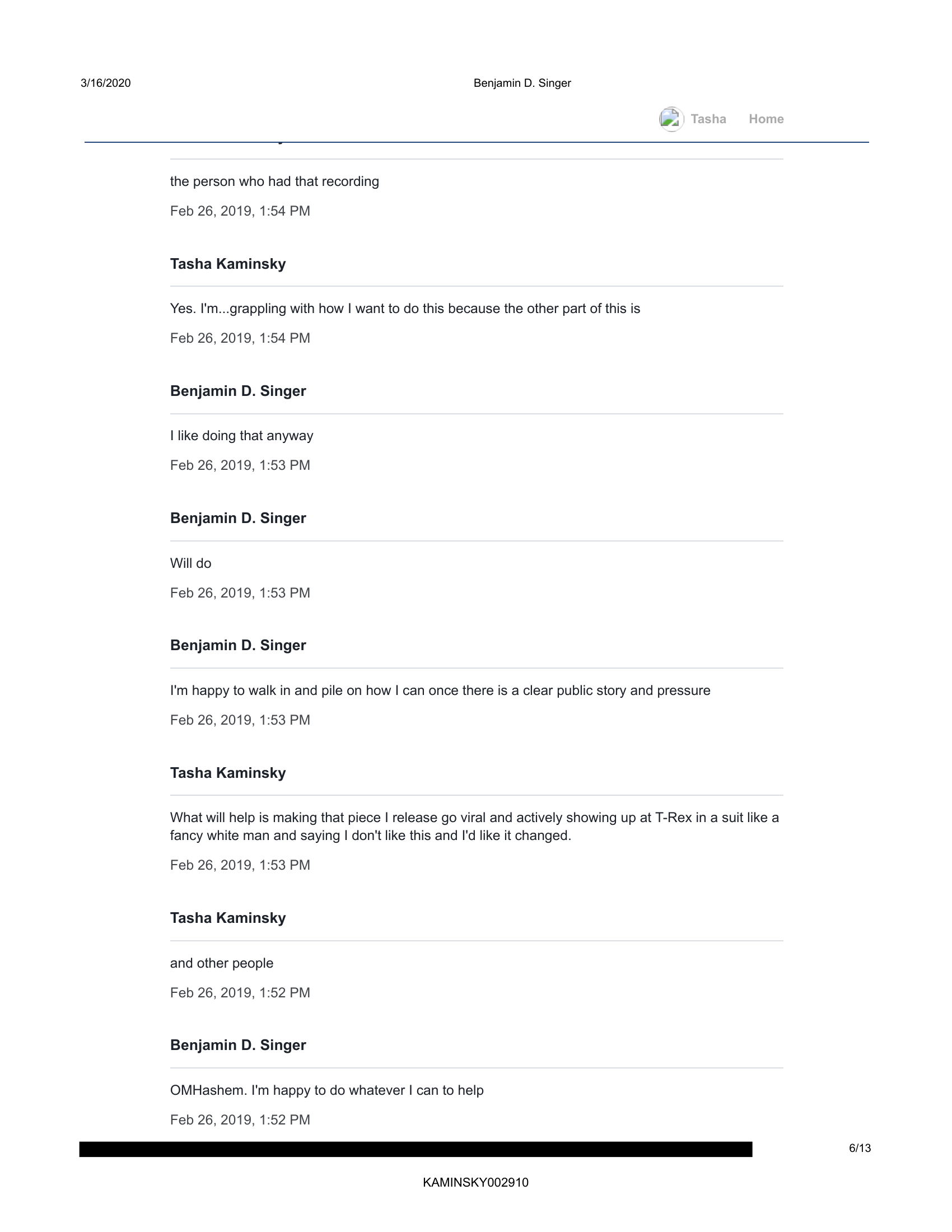 Page 6 of Benjamin D. Singer messages