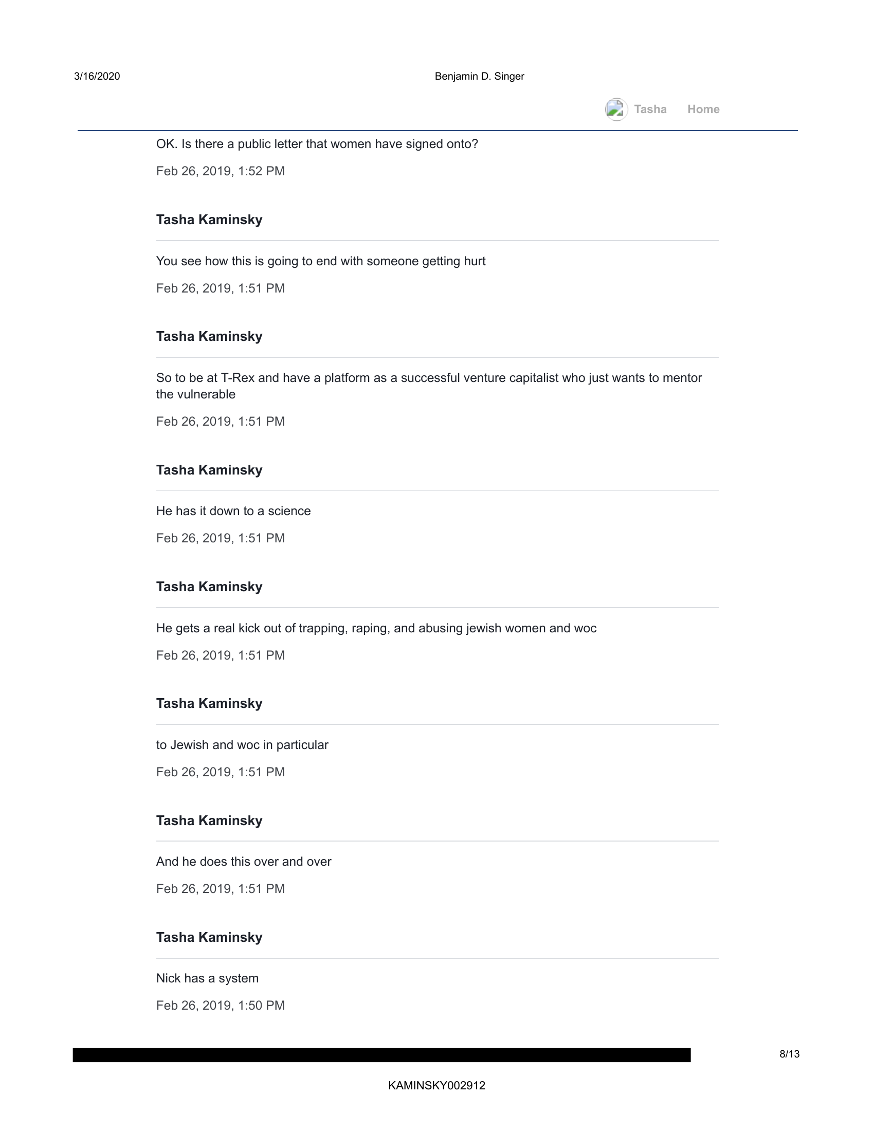 Page 8 of Benjamin D. Singer messages