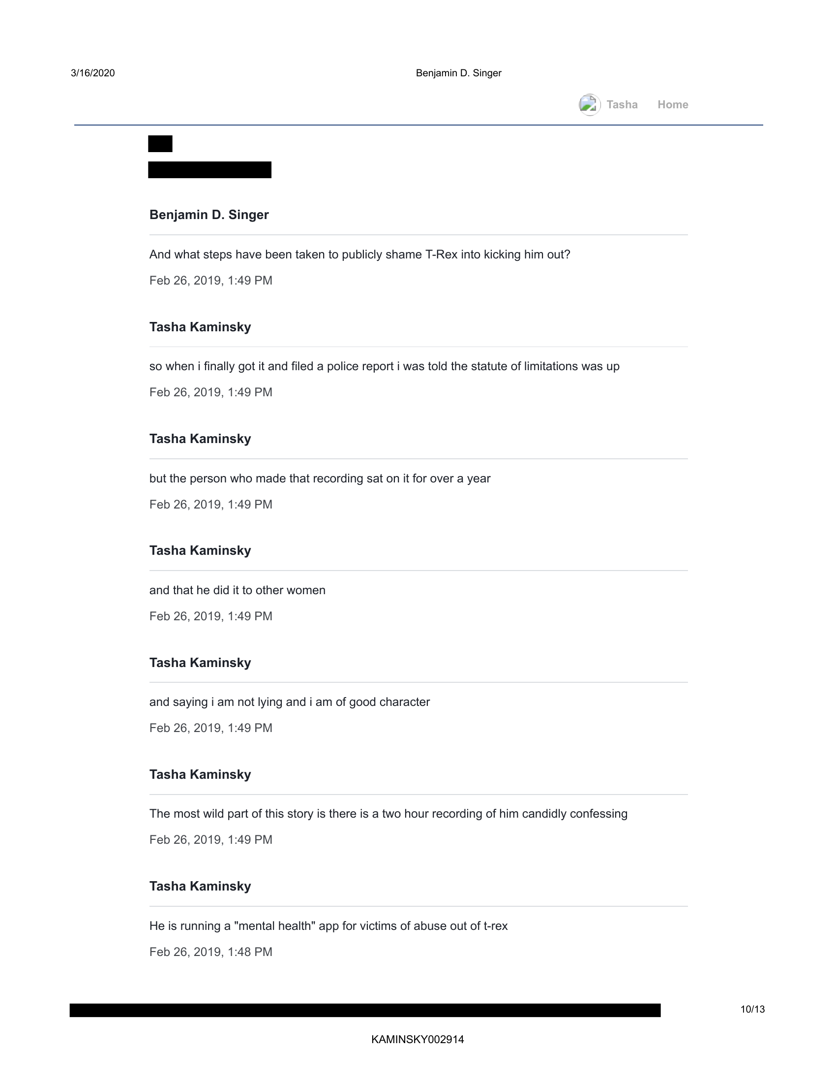 Page 10 of Benjamin D. Singer messages