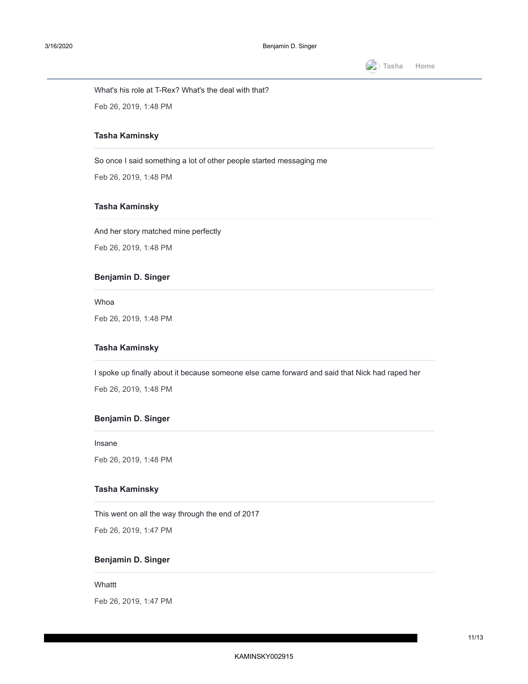 Page 11 of Benjamin D. Singer messages