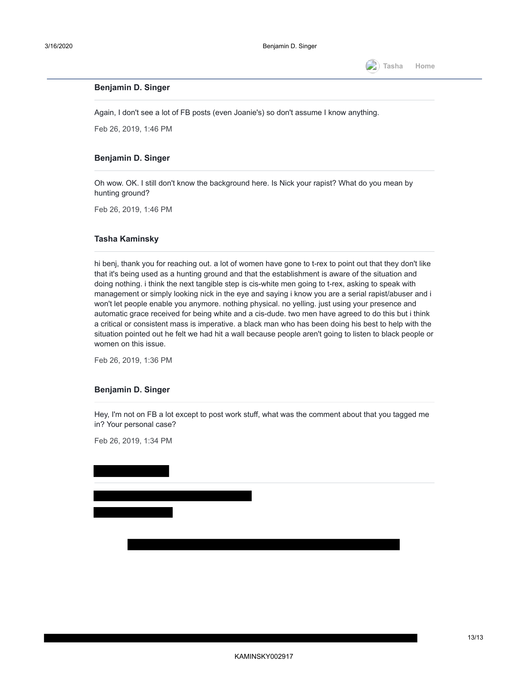 Page 13 of Benjamin D. Singer messages